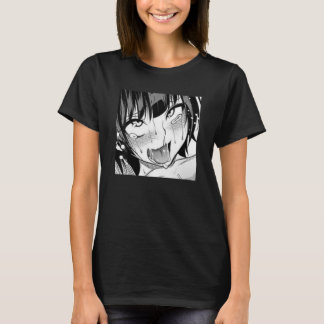 Camiseta Ahegao Anime Girl com língua e mãos na Web