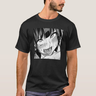 Camiseta Ahegao Anime Girl com língua e mãos na Web