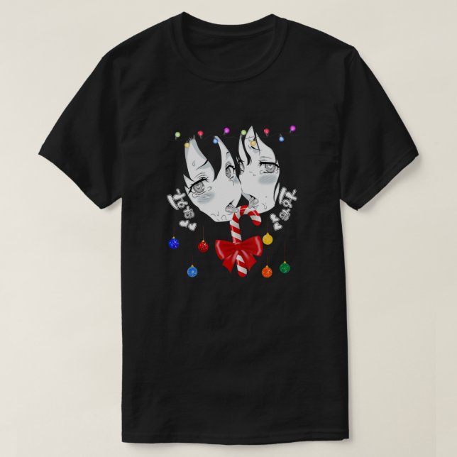 Camiseta Ahegao Encara Engraçado Feliz Natal Lewd Anime Man (Frente do Design)