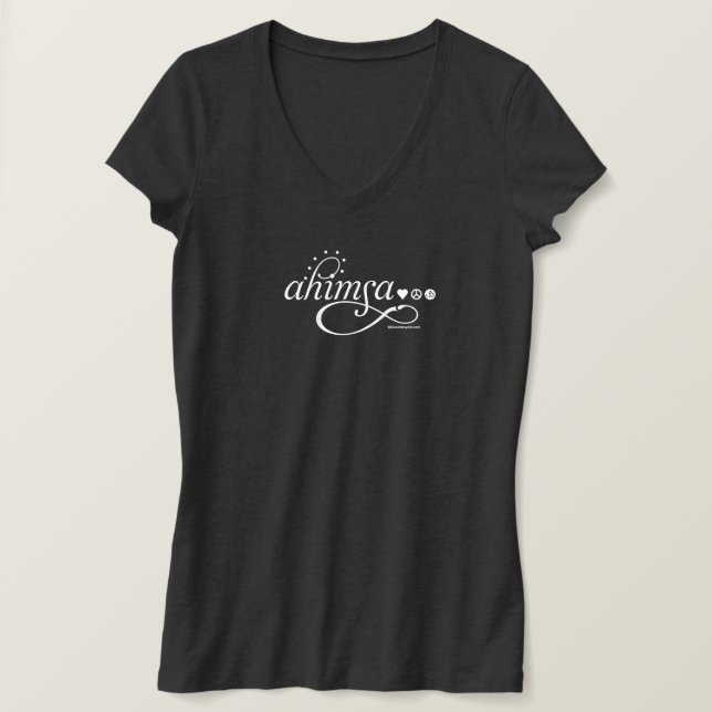 Camiseta Ahimsa V-Neck Ladies Tee (Frente do Design)