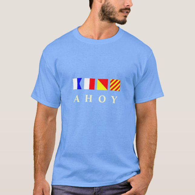 Camiseta Ahoy bandeiras náuticas (Frente)