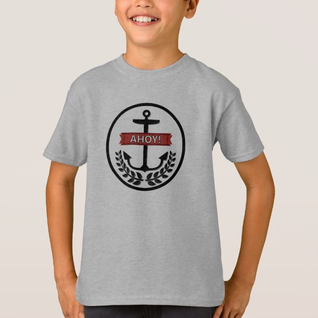 Camiseta Ahoy - Mãos Básicas das Crianças Conforto sem Etiq (Frente)