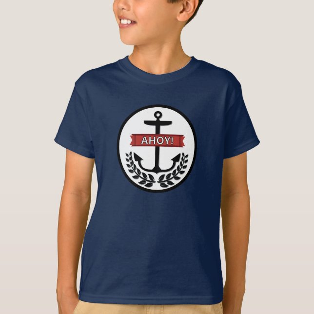 Camiseta Ahoy - Mãos Básicas das Crianças Conforto sem Etiq (Frente)