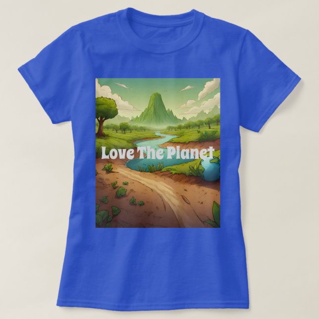 Camiseta AI Art Blue Love The Planet T Shirt (Frente do Design)