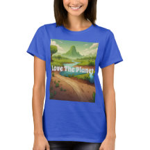AI Art Blue Love The Planet T Shirt