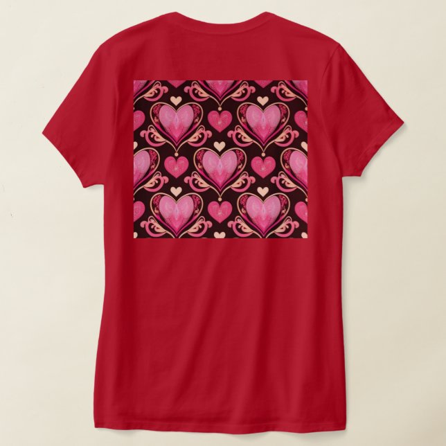Camiseta AI Art Pink Hearts Red Women's T-Shirt (Postura das costas)