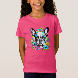 Camiseta Ai Boston Terrier cercado por Flores