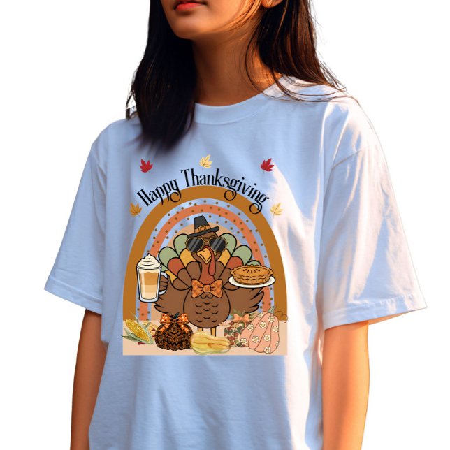 Camiseta AI Mix Art Rainbow Na moda de Ação de Graças Turqu (Criador carregado)