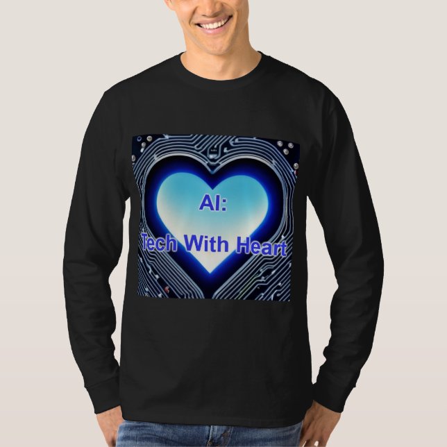 Camiseta AI: Tech with Heart Men's Long Sleeve Black (Frente)