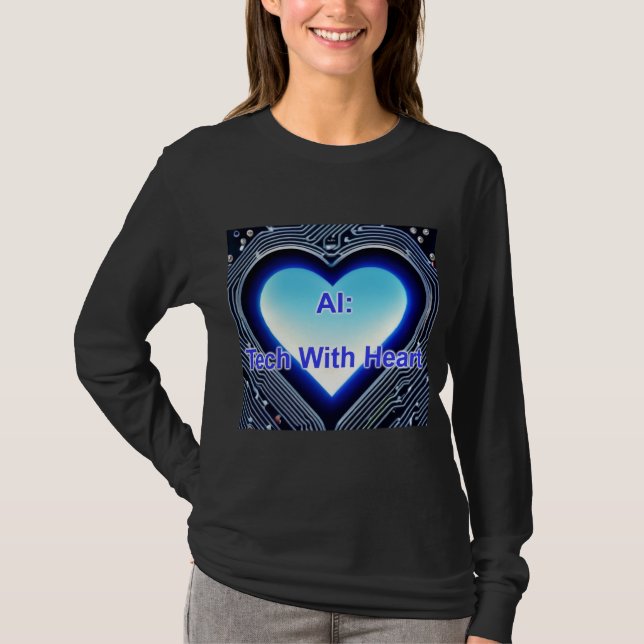 Camiseta AI: Tech with Heart Women's Long Sleeve Black (Frente)