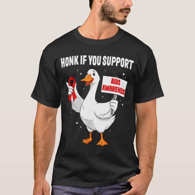 Camiseta Aids_hiv Awareness Funny Goose World Aids Day Red  (Frente)