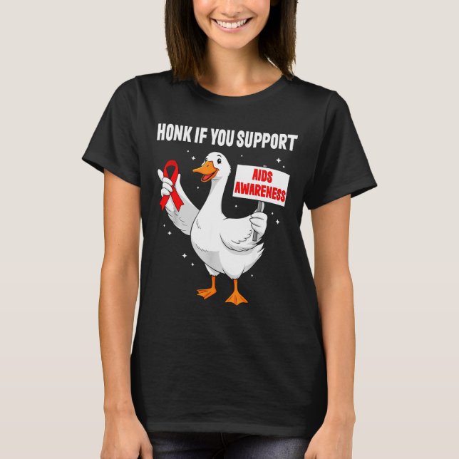 Camiseta Aids_hiv Awareness Funny Goose World Aids Day Red  (Frente)