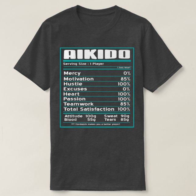 Camiseta Aikido Legal Fatos Nutricionais Engraçados Present (Frente do Design)