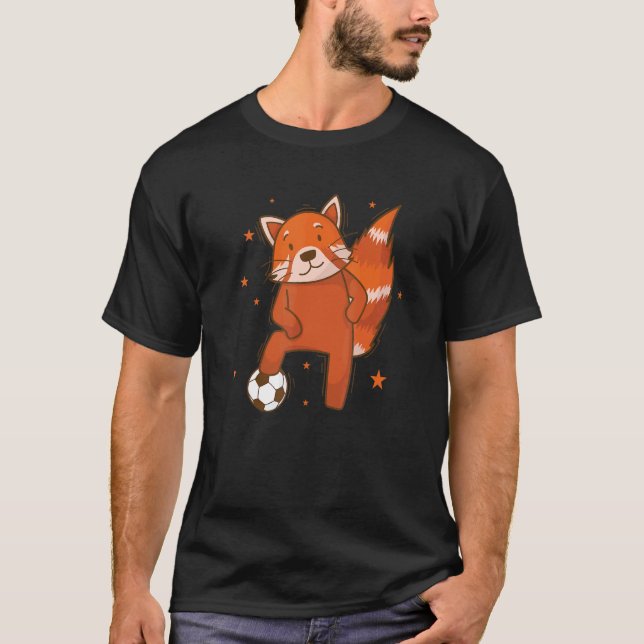 Camiseta Ailuridae jogando futebol urso gato bambu (Frente)