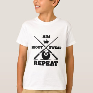 Camiseta Aim Shoot Jurar Repetir Piscinas Engraçadas Bilhar
