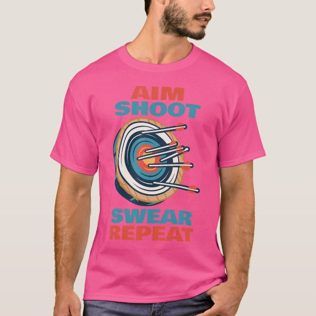 Camiseta Aim Shoot ou Repete Archery Archer Hunter Funny Ta (Frente)