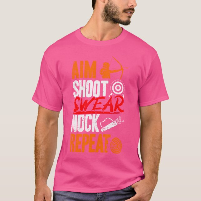 Camiseta Aim Shoot r Nock Repeat Archer (Frente)