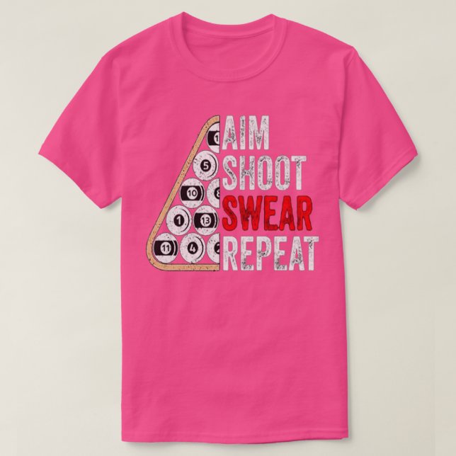 Camiseta Aim Shoot Swear Repetir 4 (Frente do Design)