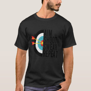 Camiseta Aim Shoot Swear Repetir Arco de Seta de Arco Engra