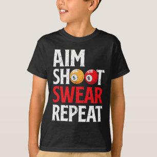 Camiseta Aim Shoot Swear Repetir Jogador de Piscinas Engraç