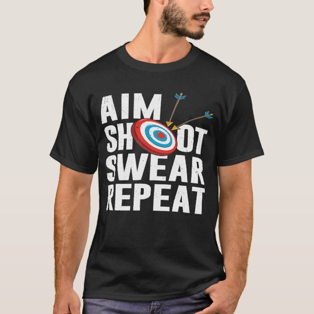 Camiseta Aim Shoot Swear Repetit Archery Target (Frente)