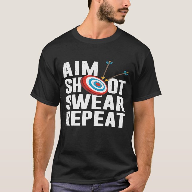 Camiseta Aim Shoot Swear Repetit Archery Target (Frente)