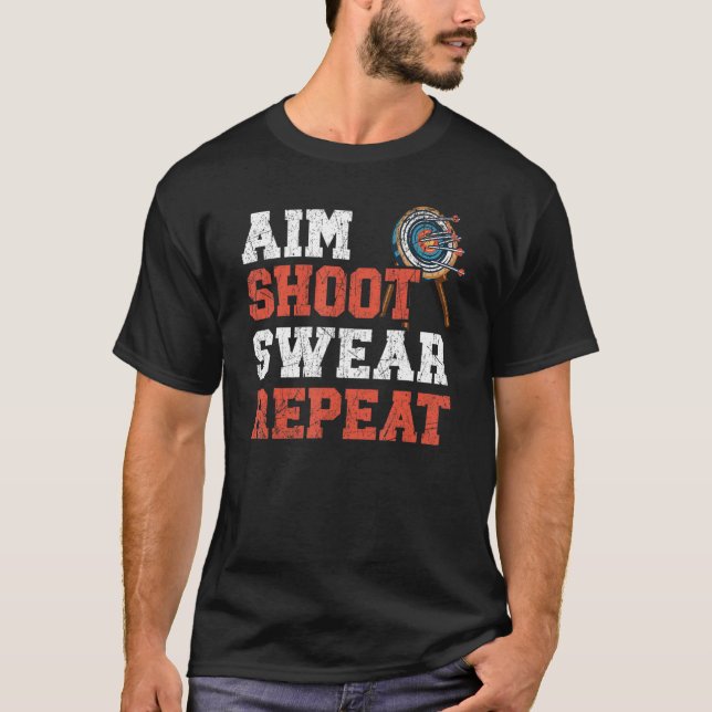 Camiseta Aim Shoot Swer Repetição da Seta de Arco Fotografa (Frente)