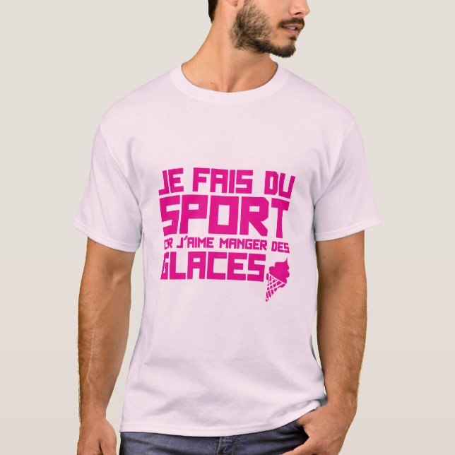 Camiseta aime manger glaces citation sport humour (Frente)