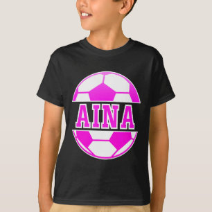 Camiseta Aina Nome Meninas Futebol Jogam Futebol Fã de Espo