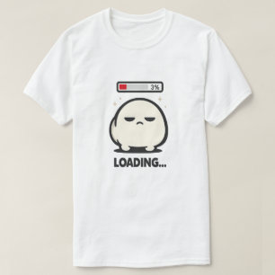 Camiseta Ainda Carregando 3% - Arte Divertida de Personagem