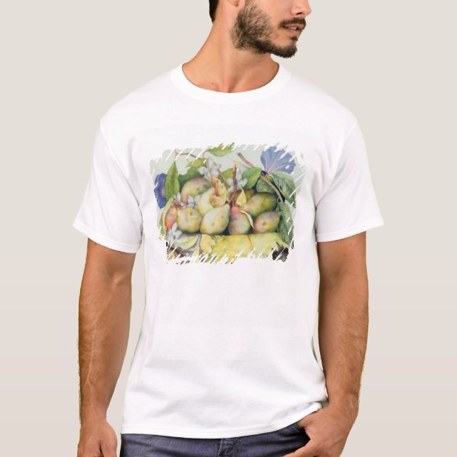 Camiseta Ainda vida com ameixas, nozes e jasmim (w/c sobre (Frente)