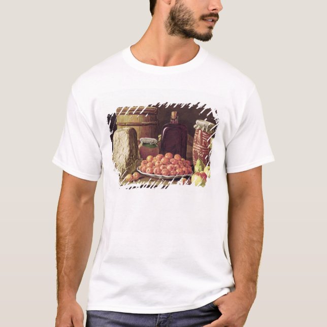 Camiseta Ainda vida com fruta e queijo (Frente)