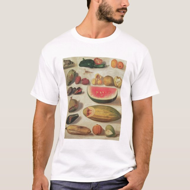 Camiseta Ainda vida com fruta e sapo (Frente)