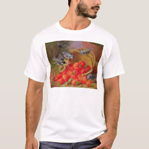 Camiseta Ainda vida com morangos e Bluetits
