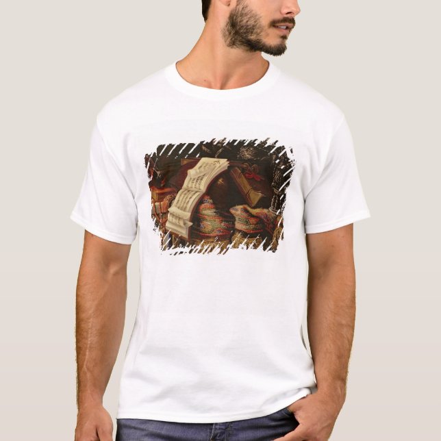 Camiseta Ainda vida com um livro da partitura (Frente)