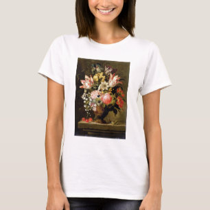 Camiseta Ainda vida das flores em um vaso com um lagarto em
