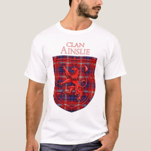 Camiseta Ainslie Tartan Scottish Xadrez Lion Rampant