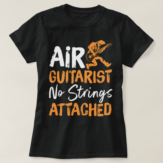 Camiseta Air Guitarist No Strings Attached Dad Guitar And B (Frente do Design)