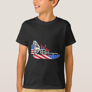Camiseta Airboat 4 de Julho Bandeira dos EUA Barco de Pânta