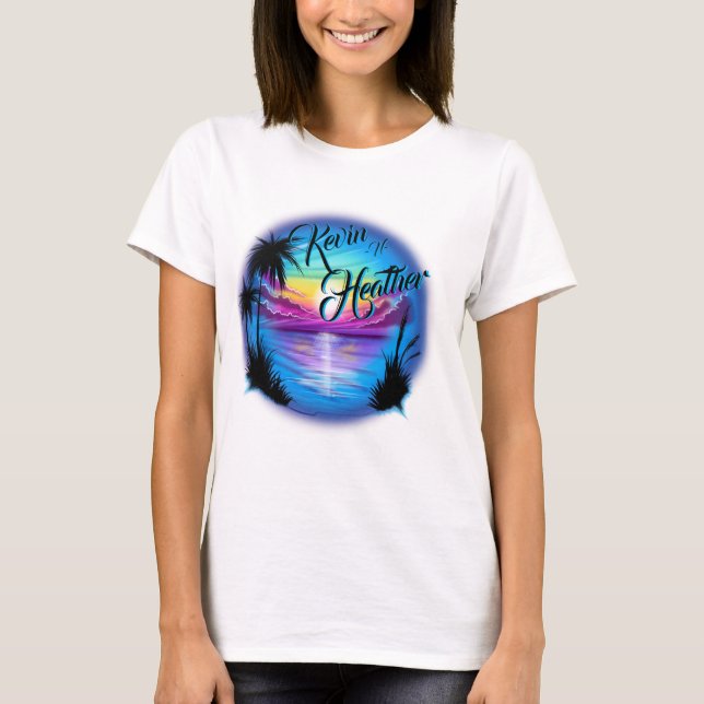 Camiseta Airbrush Beach Scene T-Shirt (Frente)