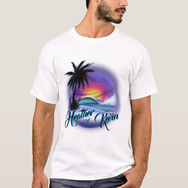 Camiseta Airbrush Beach Scene T-Shirt (Frente)