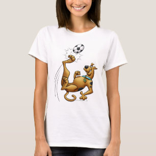 Camiseta Airbrush do pontapé aéreo do futebol de Scooby-D