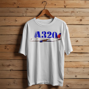 Camiseta Airbus a320 Desenho de aquarela de avião