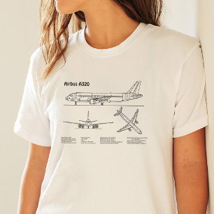 Camiseta Airbus A320 - Desenhos de Plano de Aeronave Planos
