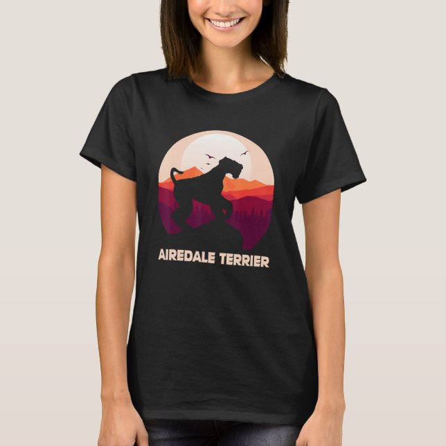 Camiseta Airedale Terrier and Moon Halloween (Frente)