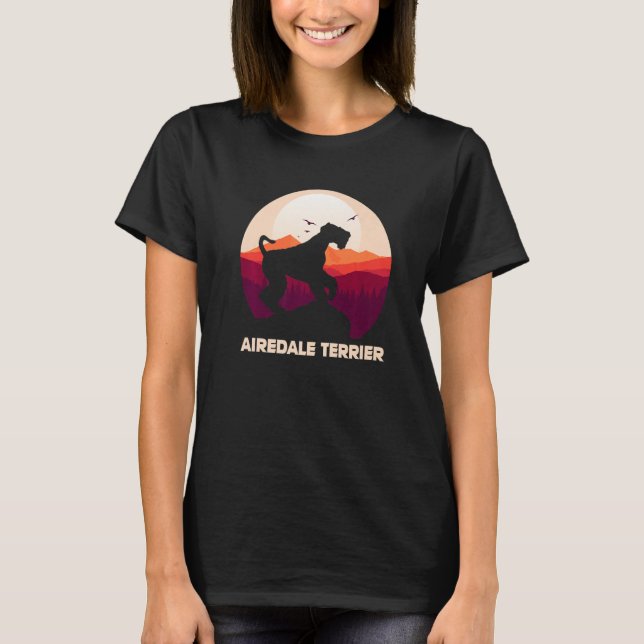 Camiseta Airedale Terrier and Moon Halloween   (Frente)
