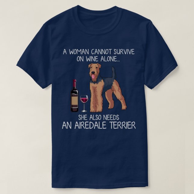 Camiseta Airedale Terrier and wine Funny dog  (Frente do Design)