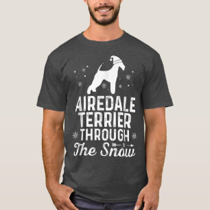 Camiseta Airedale Terrier através do Natal Engraçado da nev