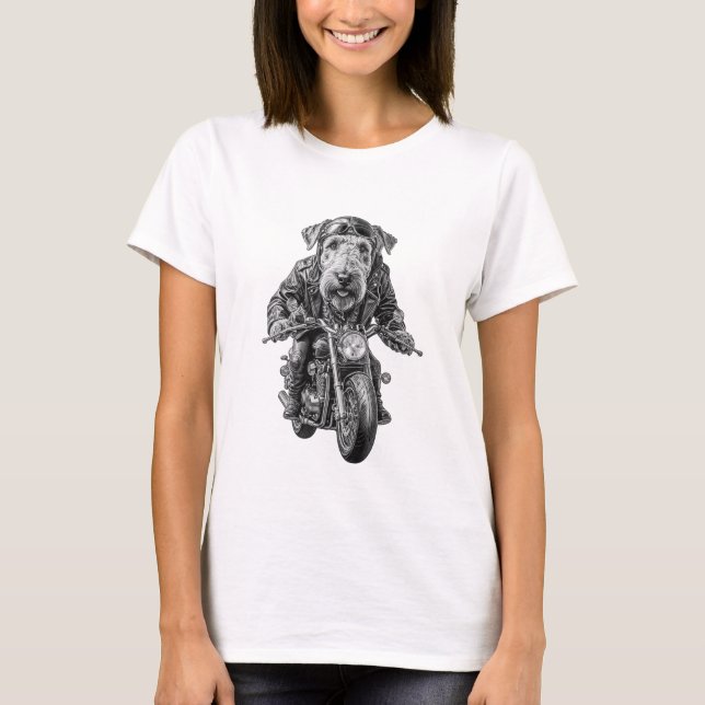Camiseta Airedale Terrier Biker (Frente)