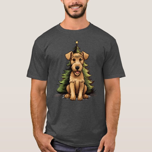 Camiseta Airedale Terrier Christmas Puppy Dog Cute Airedale (Frente)